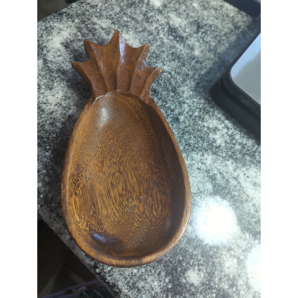 Vintage Monkeypod Pineapple Souvenir Dish Aloha Hawaii Monkeypod Tree Shops